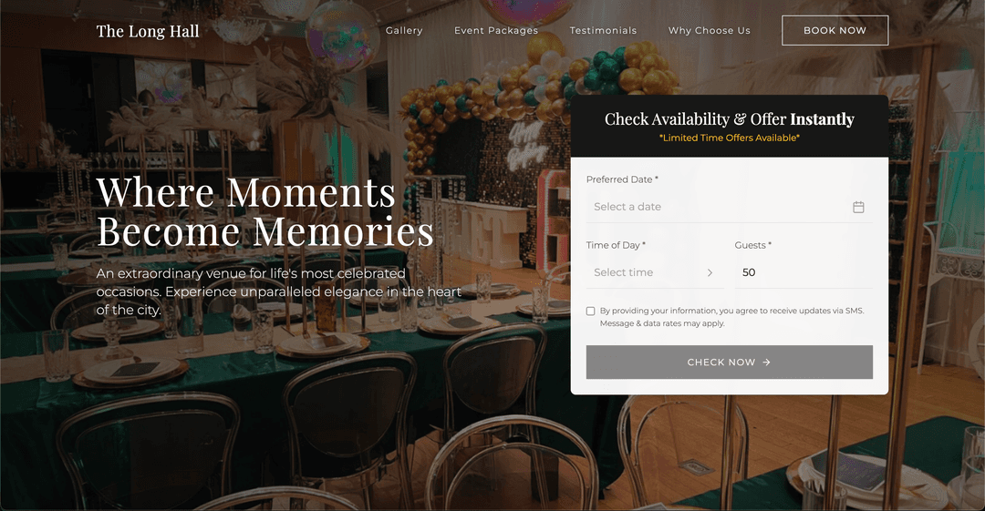 Beautiful venue website